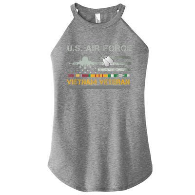 Great Gift US Air Force Vietnam Veteran USAF Veteran USA Flag Gift Women's Perfect Tri Rocker Tank