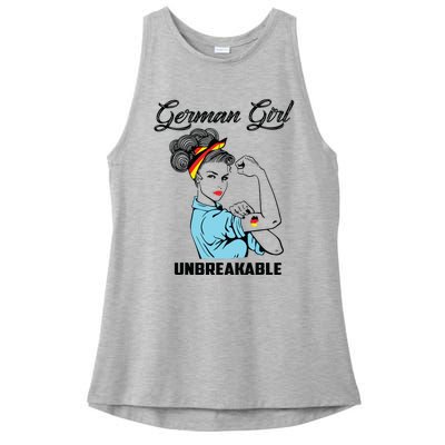 German Girl Unbreakable Heritage Germany Flag Gift Ladies PosiCharge Tri-Blend Wicking Tank