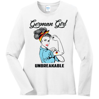 German Girl Unbreakable Heritage Germany Flag Gift Ladies Long Sleeve Shirt