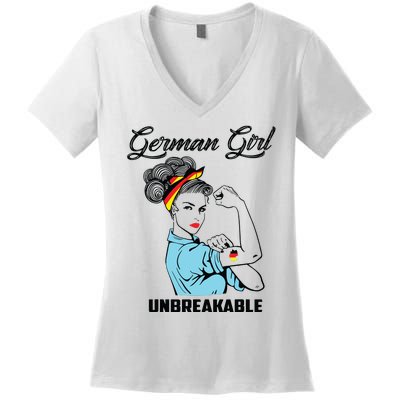 German Girl Unbreakable Heritage Germany Flag Gift Women's V-Neck T-Shirt