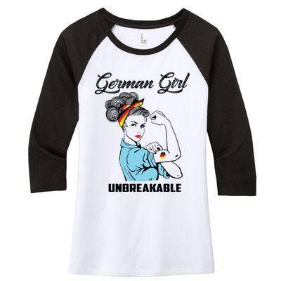 German Girl Unbreakable Heritage Germany Flag Gift Women's Tri-Blend 3/4-Sleeve Raglan Shirt