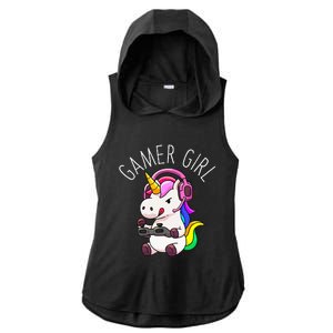 Gamer Girl Unicorn Gaming Cute Video Game Gift Women Ladies PosiCharge Tri-Blend Wicking Draft Hoodie Tank