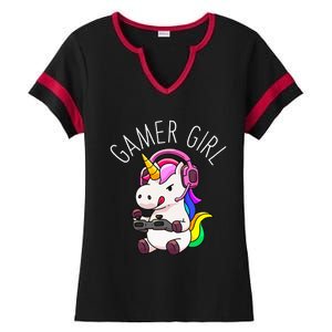 Gamer Girl Unicorn Gaming Cute Video Game Gift Women Ladies Halftime Notch Neck Tee