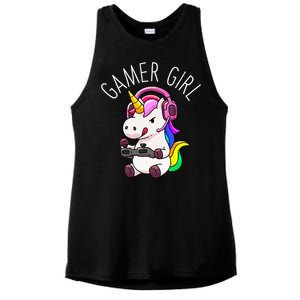 Gamer Girl Unicorn Gaming Cute Video Game Gift Women Ladies PosiCharge Tri-Blend Wicking Tank