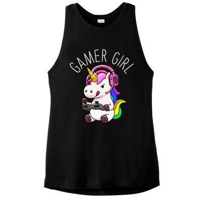 Gamer Girl Unicorn Gaming Cute Video Game Gift Women Ladies PosiCharge Tri-Blend Wicking Tank