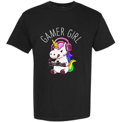 Gamer Girl Unicorn Gaming Cute Video Game Gift Women Garment-Dyed Heavyweight T-Shirt