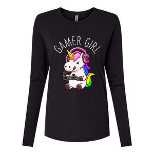 Gamer Girl Unicorn Gaming Cute Video Game Gift Women Womens Cotton Relaxed Long Sleeve T-Shirt