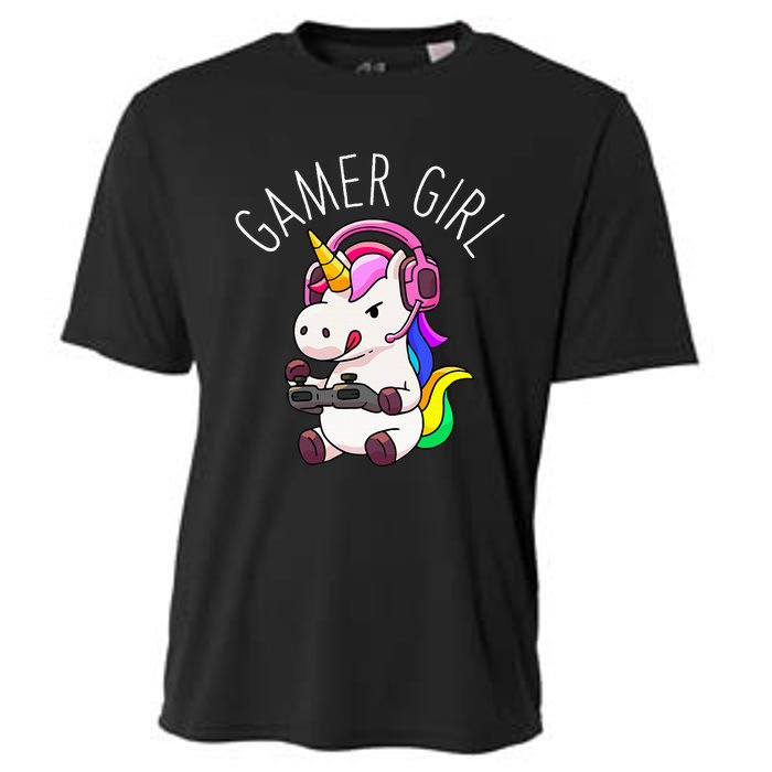 Gamer Girl Unicorn Gaming Cute Video Game Gift Women Cooling Performance Crew T-Shirt