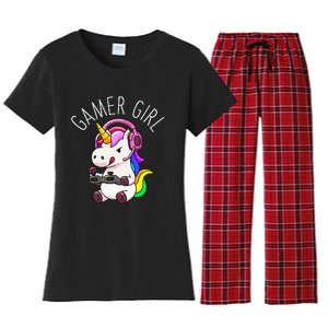 Gamer Girl Unicorn Gaming Cute Video Game Gift Women Women's Flannel Pajama Set