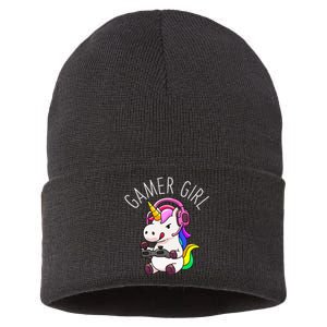 Gamer Girl Unicorn Gaming Cute Video Game Gift Women Sustainable Knit Beanie