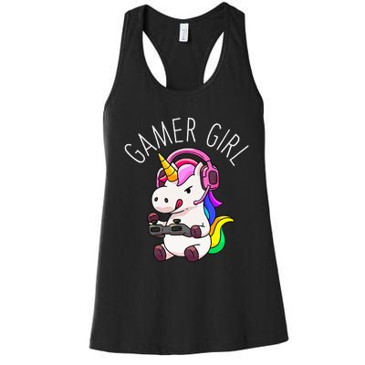 Gamer Girl Unicorn Gaming Cute Video Game Gift Women Women's Racerback Tank