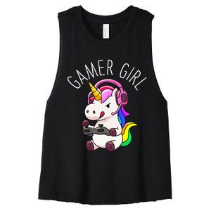 Gamer Girl Unicorn Gaming Cute Video Game Gift Women Women's Racerback Cropped Tank