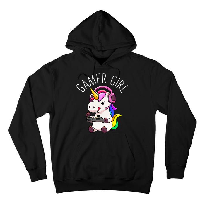 Gamer Girl Unicorn Gaming Cute Video Game Gift Women Tall Hoodie