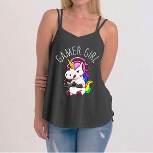 Gamer Girl Unicorn Gaming Cute Video Game Gift Women Women's Strappy Tank