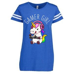 Gamer Girl Unicorn Gaming Cute Video Game Gift Women Enza Ladies Jersey Football T-Shirt