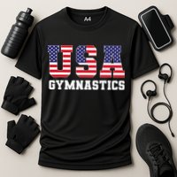 Gymnast Gymnastics Usa American Flag 4th Of July Cooling Performance Crew T-Shirt