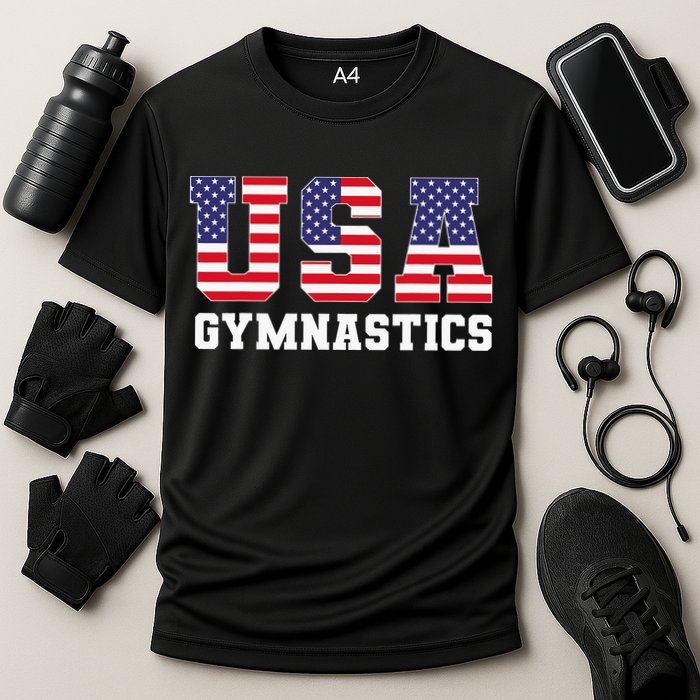 Gymnast Gymnastics Usa American Flag 4th Of July Cooling Performance Crew T-Shirt