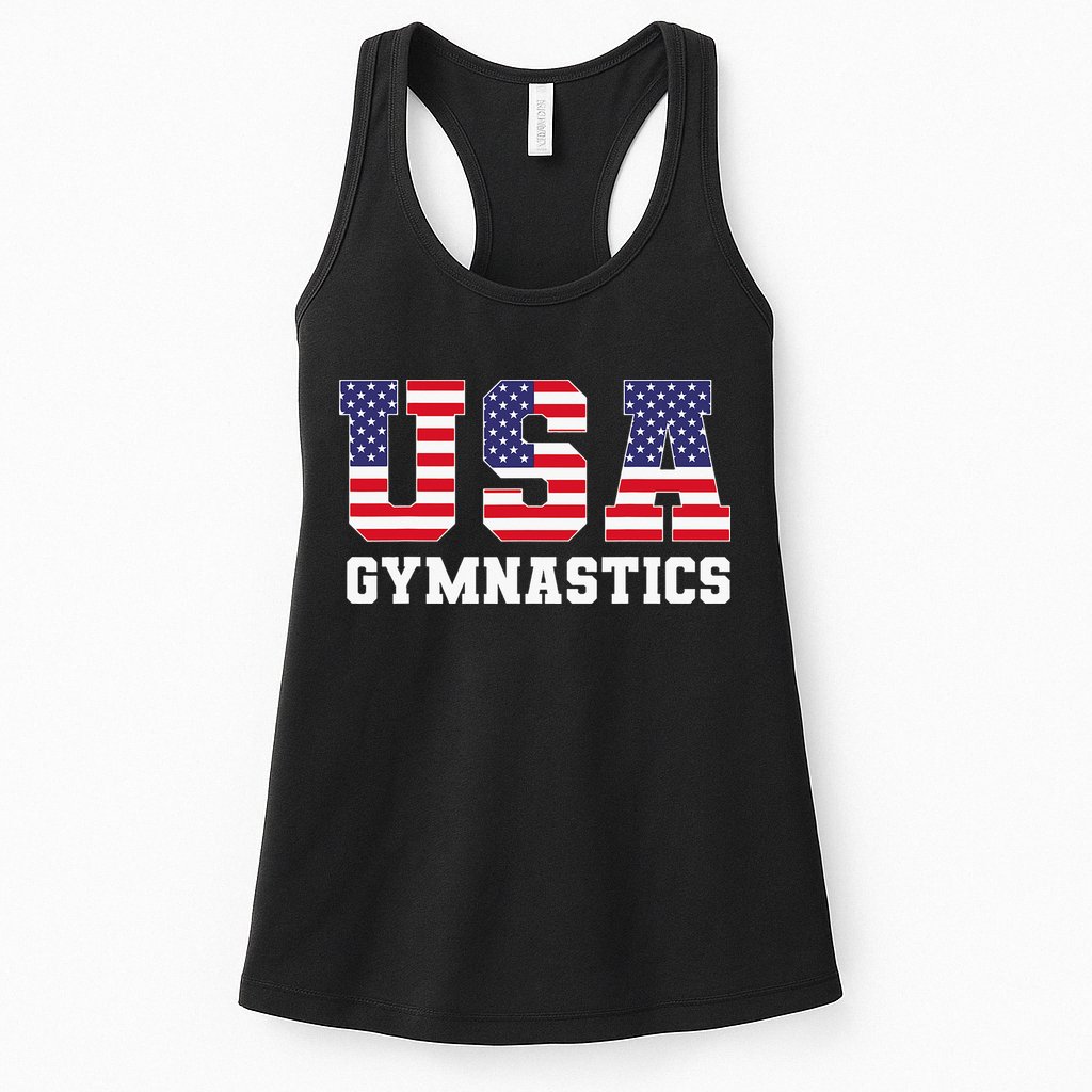 Gymnast Gymnastics Usa American Flag 4th Of July Womens Tank Top