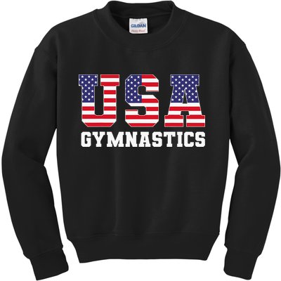 Gymnast Gymnastics Usa American Flag 4th Of July Kids Sweatshirt