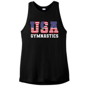 Gymnast Gymnastics Usa American Flag 4th Of July Ladies PosiCharge Tri-Blend Wicking Tank