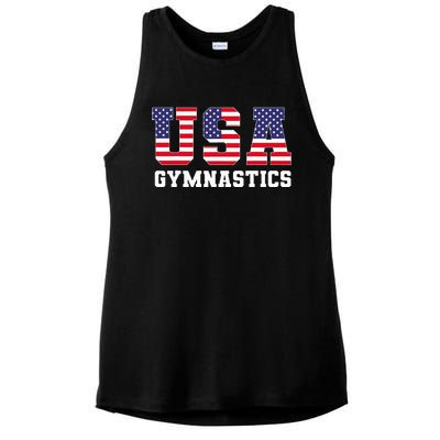 Gymnast Gymnastics Usa American Flag 4th Of July Ladies PosiCharge Tri-Blend Wicking Tank