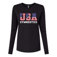 Gymnast Gymnastics Usa American Flag 4th Of July Womens Cotton Relaxed Long Sleeve T-Shirt