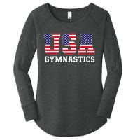 Gymnast Gymnastics Usa American Flag 4th Of July Women's Perfect Tri Tunic Long Sleeve Shirt