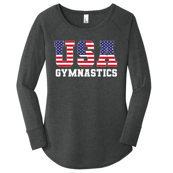 Gymnast Gymnastics Usa American Flag 4th Of July Women's Perfect Tri Tunic Long Sleeve Shirt