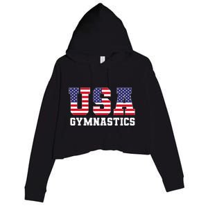 Gymnast Gymnastics Usa American Flag 4th Of July Crop Fleece Hoodie