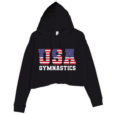 Gymnast Gymnastics Usa American Flag 4th Of July Crop Fleece Hoodie