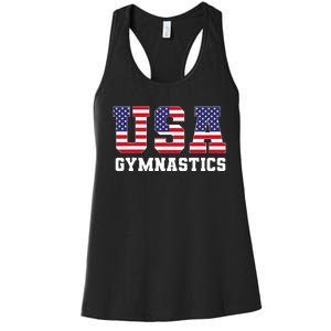 Gymnast Gymnastics Usa American Flag 4th Of July Women's Racerback Tank