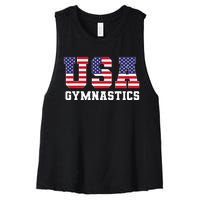 Gymnast Gymnastics Usa American Flag 4th Of July Women's Racerback Cropped Tank