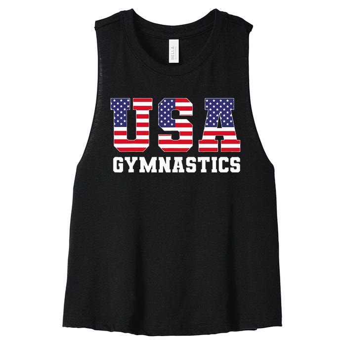 Gymnast Gymnastics Usa American Flag 4th Of July Women's Racerback Cropped Tank