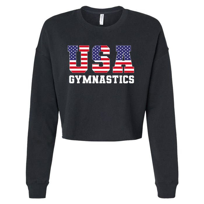 Gymnast Gymnastics Usa American Flag 4th Of July Cropped Pullover Crew