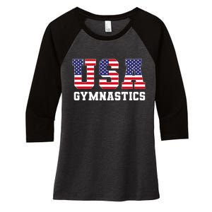 Gymnast Gymnastics Usa American Flag 4th Of July Women's Tri-Blend 3/4-Sleeve Raglan Shirt