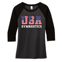 Gymnast Gymnastics Usa American Flag 4th Of July Women's Tri-Blend 3/4-Sleeve Raglan Shirt