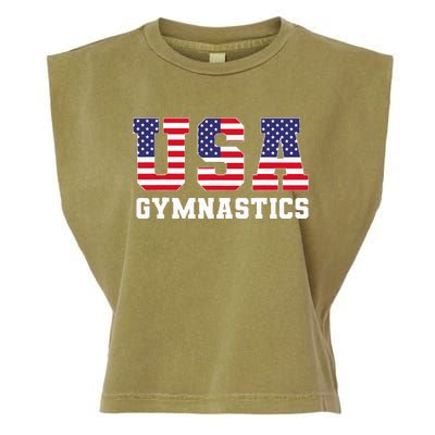 Gymnast Gymnastics Usa American Flag 4th Of July Garment-Dyed Women's Muscle Tee