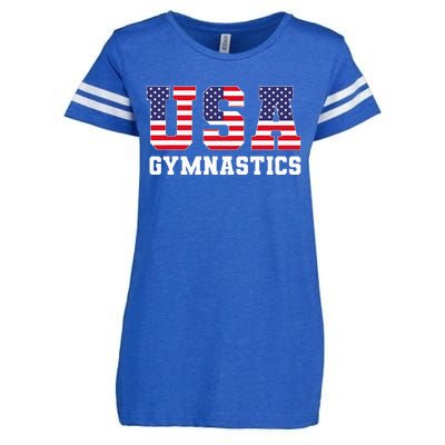 Gymnast Gymnastics Usa American Flag 4th Of July Enza Ladies Jersey Football T-Shirt