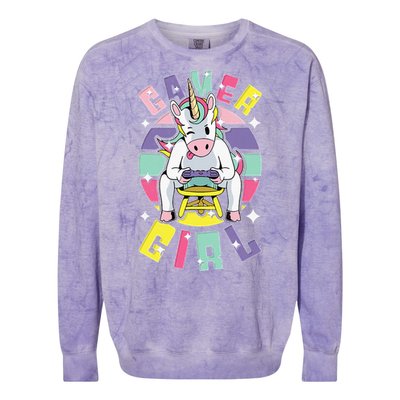 Gamer Girl Unicorn Colorblast Crewneck Sweatshirt