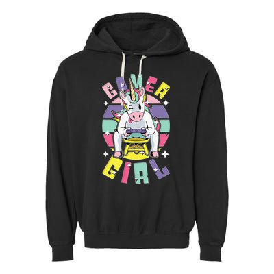 Gamer Girl Unicorn Garment-Dyed Fleece Hoodie