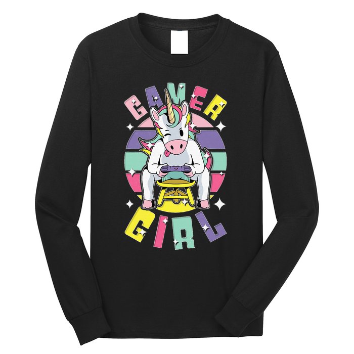 Gamer Girl Unicorn Long Sleeve Shirt