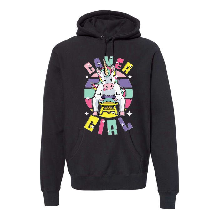 Gamer Girl Unicorn Premium Hoodie