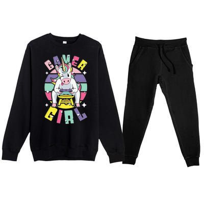 Gamer Girl Unicorn Premium Crewneck Sweatsuit Set