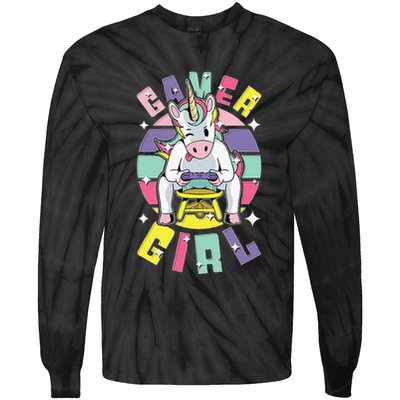 Gamer Girl Unicorn Tie-Dye Long Sleeve Shirt