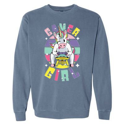 Gamer Girl Unicorn Garment-Dyed Sweatshirt