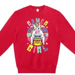 Gamer Girl Unicorn Premium Crewneck Sweatshirt