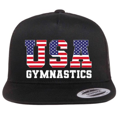 Gymnast Gymnastics Usa American Flag Flat Bill Trucker Hat