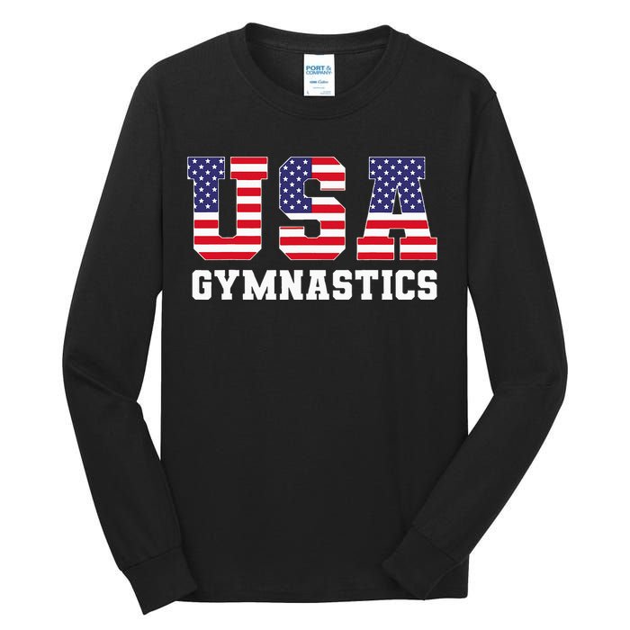 Gymnast Gymnastics Usa American Flag Tall Long Sleeve T-Shirt