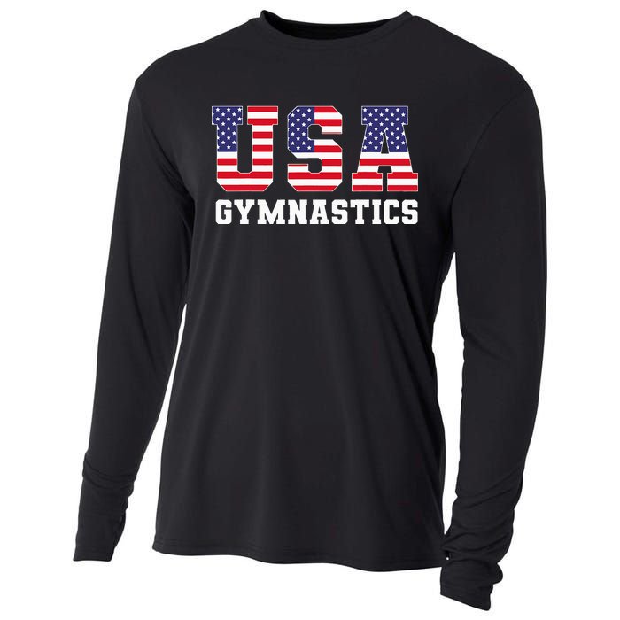 Gymnast Gymnastics Usa American Flag Cooling Performance Long Sleeve Crew