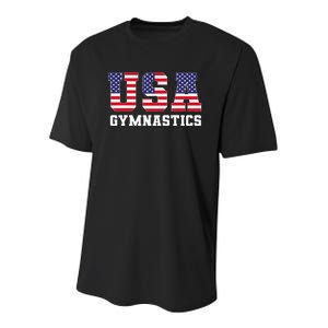 Gymnast Gymnastics Usa American Flag Youth Performance Sprint T-Shirt